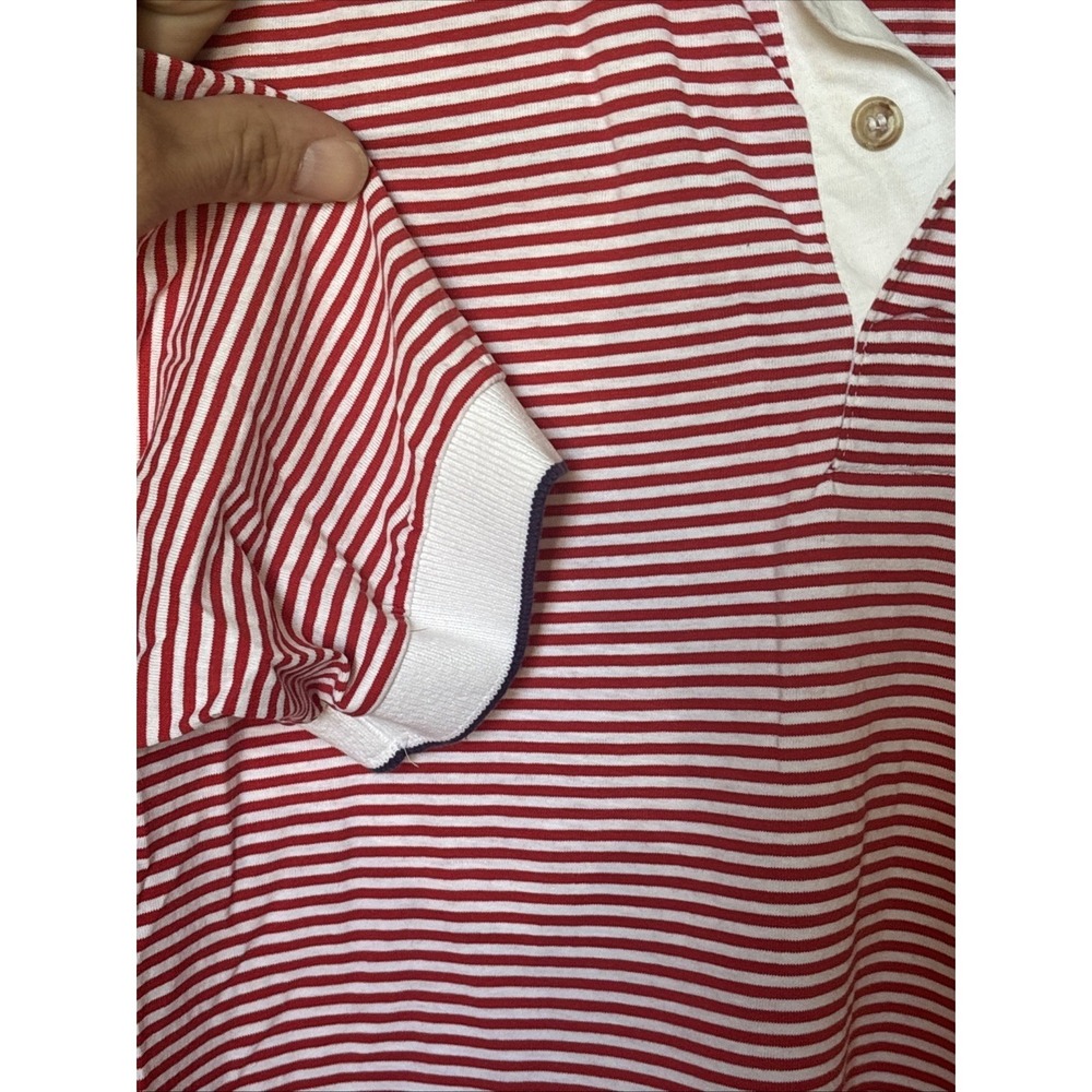 Chaps Ralph Lauren Mens Striped‎ Polo Shirt Red White Short Sleeve Cotton Large - Picture 4 of 7